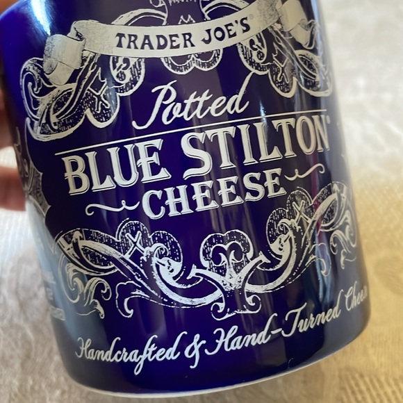 Trader Joes cobalt blue Coffee Mug Cup Tea Jar Blue Stilton Cheese - Picture 6 of 7